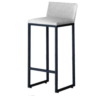 Imagem de Banqueta alta luxo dani com encosto - base metal preto - JOTABE, BRANC