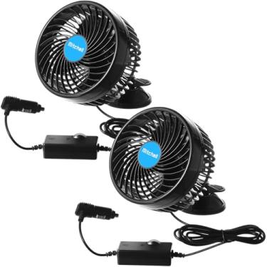Imagem de DaisyInner 2 peças de ventoinha de carro de 360 graus de 15 cm 12 V, ventilador de janela de carro, ventilador portátil de assento de carro, ventilador de refrigeração de carro com regulação de
