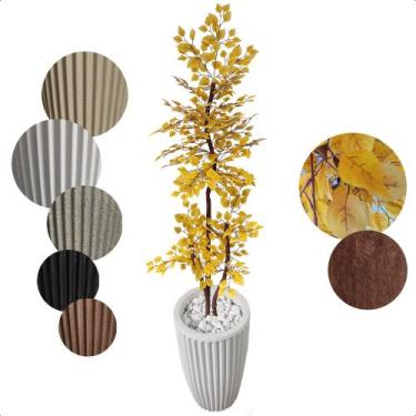 Imagem de Arvore artificial Ficus Amarelo Figueira Grande Vaso Decoração - Flor 