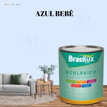 Imagem de Esmalte Sintético Brasilux Base Água Ecologico Cor Azul 800ML Brilhant