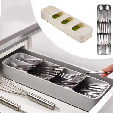 Imagem de Bandeja organizadora de gavetas de cozinha 5 Divisórias para talheres 