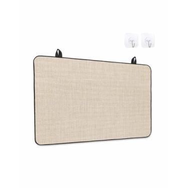 Imagem de Capas de fogão para fogão elétrico 71 x 51 cm, protetor de fogão de vidro resistente ao calor creme vintage, cobertura de bancada de cerâmica com textura de linho retrô de cor sólida para casa de