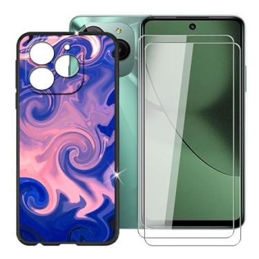 Imagem de Capa para BLU G54 (16,8 cm) + vidro temperado (pacote com 2), capa de silicone ultrafina à prova de choque antiarranhões + protetor de tela - Raios curvos de luz