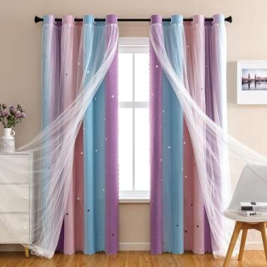 Imagem de Cortinas Blackout XiDi Dream Star para quarto de crianças W34xL72cm