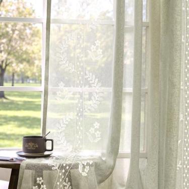 Imagem de Cortinas transparentes jinchan Belrose Sage Green 160x160cm 2 painéis