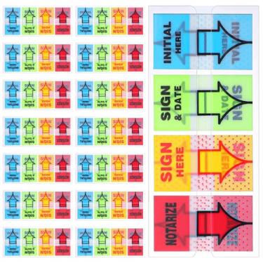 Imagem de 2400 peças de abas para assinar aqui, bandeiras SignHere - 4 abas adesivas coloridas para documentos de escritório, cadernos, material escolar, organização