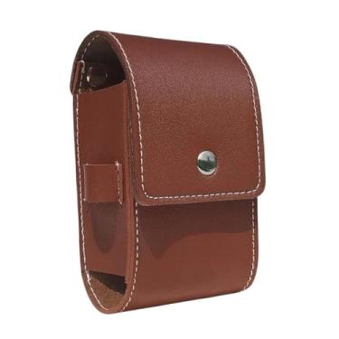 Imagem de Colaxi Bolsa de cintura para telêmetro de golfe, bolsa de PU, presente para golfista, pequena e compacta com protetor de suporte para tee, de transporte, CafÉ