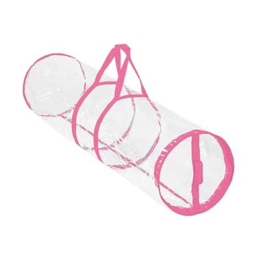 Imagem de Esquirla Saco de armazenamento de papel de embrulho de Natal, sacola transparente, decoração de Natal, organizador de papel de embrulho de PVC para festivais, Rosa