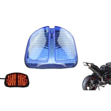 Imagem de TOPZONE Para Suzuki 2006-2007 GSXR600/GSXR750; luz traseira de freio com indicadores de seta integrados; 35710-01H30 (azul, modelo de flash LED estilo 1)