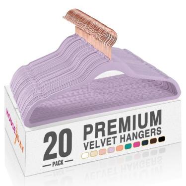 Imagem de Cabides de veludo HOUSE DAY LT-Purple, pacote com 20 feltro antiderrap