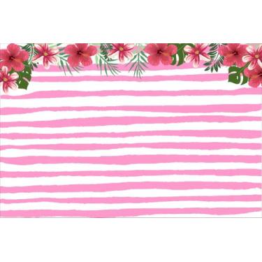 Imagem de Painel de Lona Tropical Listras Rosa - Fabrika de Festa, 120x070cm