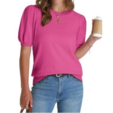 Imagem de Camiseta feminina WIHOLL, primavera verão, rosa choque, tamanho grande