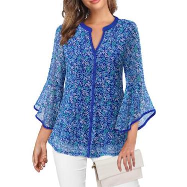 Imagem de Top feminino VALOLIA, elegante, casual, manga 3/4, tamanho plus size, 