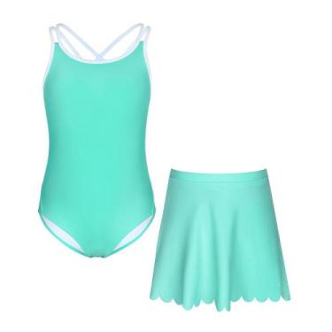 Imagem de Beleza de maiô para meninas, uma peça com saia verde - Beautyin