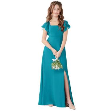 Imagem de Vestido de dama de honra Jirocum JR001 para meninas longo com fenda de