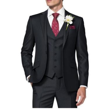 Imagem de Suit HUUTOE, 3 peças, slim fit, preto para homens, tamanho L/42