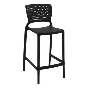 Imagem de Banqueta Alta Para Cozinha Tramontina Serena Preta Em Polipropileno Co