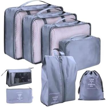 Imagem de Kit Organizador de Malas 8 Peças Completo Para Viagem- Bolsas e Necessaire Para Sapatos, Maquiagens e Roupas (CINZA)