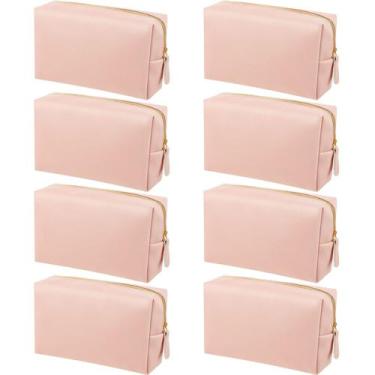 Imagem de Bolsa de maquiagem Dunzy PU Leather Cosmetic Bolsa impermeável rosa