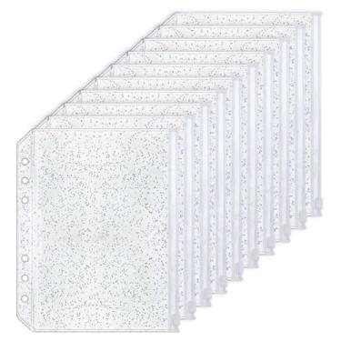 Imagem de 10 envelopes de enchimento de dinheiro A5 bolsos para fichário com zíper transparente PVC 6 furos com zíper para planejador de fichário de 6 anéis (A5 15 x 21 cm)