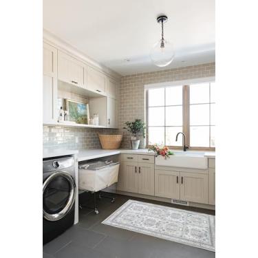 Imagem de Tapete Oushak desbotado, vintage turco, floral, pastel, grande, para sala de estar, jantar, quarto, cozinha, banheiro, berçário