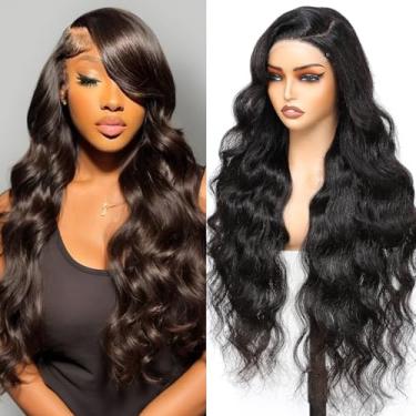 Imagem de AceWig Perucas de cabelo humano ondulado de 81 cm com fecho de renda, densidade de 180% 12,5 x 12,5 cm, fechamento de renda, peruca de cabelo humano pré-arrancada com linha fina natural pequenos nós