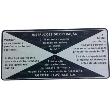 Imagem de Placa de Instrução de Operação Yanmar TC10 TC11 TC12 TC14 e Super - FE