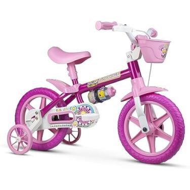 Imagem de Bicicleta Infantil Aro 12 Rosa com Rodinhas e Cestinha