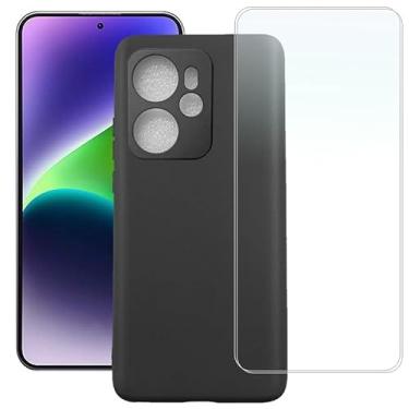 Imagem de TNKISRY Capa protetora para Oscal Tiger 13 [17 cm], capa macia de TPU preto, posição precisa do orifício, película protetora de tela temperada [2 unidades]