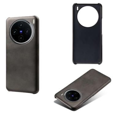 Imagem de Capa para vivo X100,Proteção contra quedas,Casca de volta de cor sólida simples,Design de couro de imitação de plástico-Black