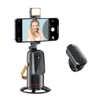 Imagem de Suporte de telefone de rastreamento automático de rosto com anel remoto, suporte de tripé de rotação de 360° para telefone de chamada, GoPro, câmera compacta, obturador de mãos livres com zoom e
