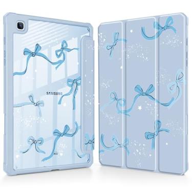 Imagem de Tuiklol Para Samsung Galaxy Tab S6 Lite 10,4 polegadas 2024 2022 2020, Buit in S Pen com capa protetora à prova de choque, capa traseira transparente transparente despertar/hibernar, azul laço