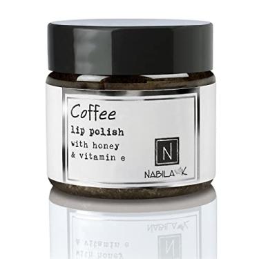 Imagem de Esfoliante labial de café, 28 g da Nabila K - Esfoliante e hidratante labial hidratante com mel e vitamina E para lábios secos e rachados - Sem crueldade, açúcar verdadeiro, feito nos EUA