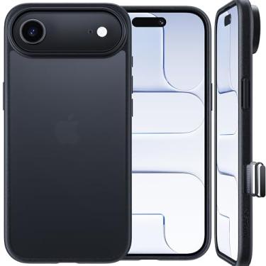 Imagem de NIMASO Capa para iPhone Air, proteção contra quedas de grau militar à prova de choque, traseira fosca translúcida, antiimpressões digitais, fina, fina para iPhone Air, preta