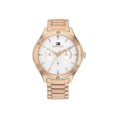 Imagem de Tommy Hilfiger Relógio feminino de aço inoxidável: luxo esportivo e funcionalidade (modelo 1782682), Ouro rosa