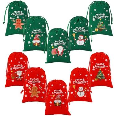 Imagem de Tapleap Sacos de Natal com cordão – 50 peças de tecido de veludo vermelho e verde 10 x 15 para embrulhar dados, joias, lembrancinhas de festa ou presentes para amigos, crianças e clientes