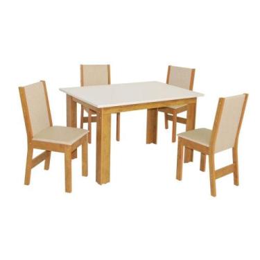Imagem de Conjunto Mesa Retangular Luiza 4 Cadeiras - São Carlos - Moveis Sao Ca