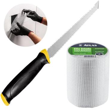 Imagem de Serrote Para Gesso Drywall Lâmina Dupla 6Pol + Fita Telada