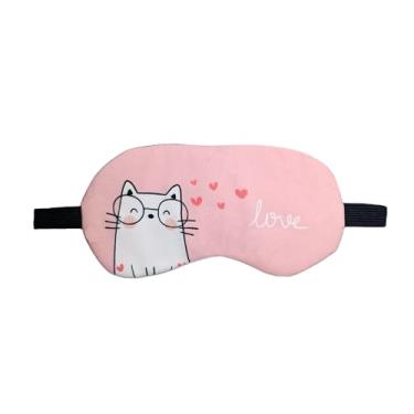 Imagem de Máscara de dormir Gato Love Gatinho Tapa Olhos Presente Rosa Confortável Viagem