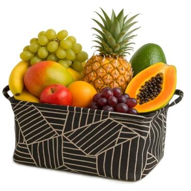 Imagem de Cesta Organizadora de Tecido Dobrável – Alças Resistentes, Estampa Preto e Branco e Design Versátil