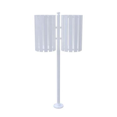 Imagem de Lixeira de Rua Pátios Parques Dupla Tubular Branca 151cm