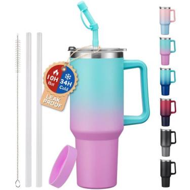 Imagem de Copo ICIOI de 40 onças de aço inoxidável à prova de vazamentos com can