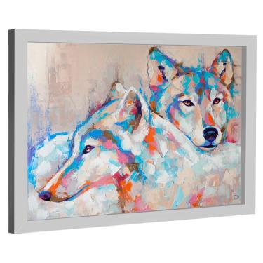 Imagem de Quadro Decorativo Casal de Lobo Aquarela