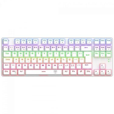 Imagem de Teclado Mecânico Gamer T-Dagger Bora, Rainbow, Switch Brown, TKL, ABNT2, Branco