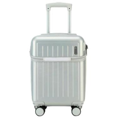 Imagem de Mala de Viagem de Bordo 8Kg Zíper EXPANSÍVEL Padrão ANAC Rígida Rodas duplas 360° Porta Copo Cadeado AntiFurto Resistente Espaçosa Entrada USB (Prateado)