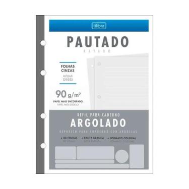 Imagem de Refil Bloco De Fichario Colegial Cinza Pauta Branca 90g 80fls - Tilibr