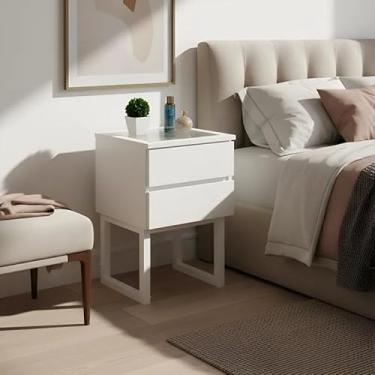 Imagem de Mesa de Cabeceira Lateral de Apoio Penteadeira Square Branco Laca