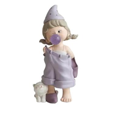 Imagem de hezhuhe2258 Ornamentos de mesa hall de entrada sala de estar armário de TV decoração de casa ornamentos presentes de dia dos namorados luxo leve para meninas (roxo)