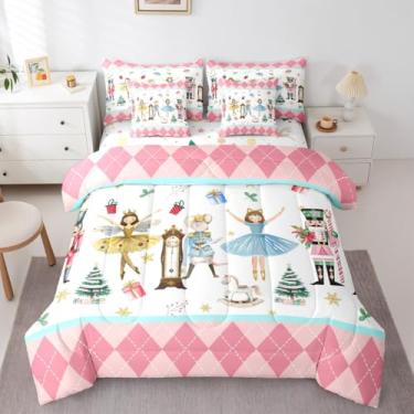 Imagem de Conjunto de edredom solteiro com quebra-nozes de Natal, árvore de balé, 7 peças, carrossel de Natal, soldado em uma bolsa, conjunto de edredom fofo para crianças, meninos e meninas