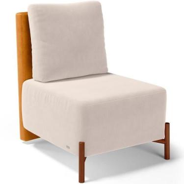 Imagem de Poltrona Decorativa Living Pés Madeira Hungria L02 material sintético 